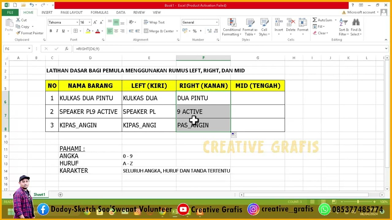 Tutorial Komputer -  Mahir Menggunakan Rumus LEFT, RIGHT dan MID di Excel | #Belajar Excel #excel