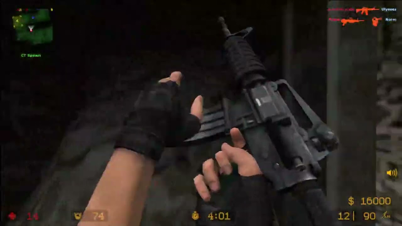 Playing Counter Strike Source (aztec map)