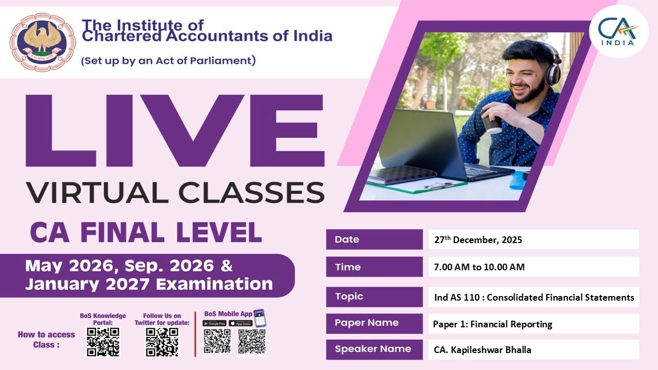 Final Paper 1: FR | Topic: Ind AS 110 : Consolidated Financial Statements | Session 1 | 27 Dec, 2025