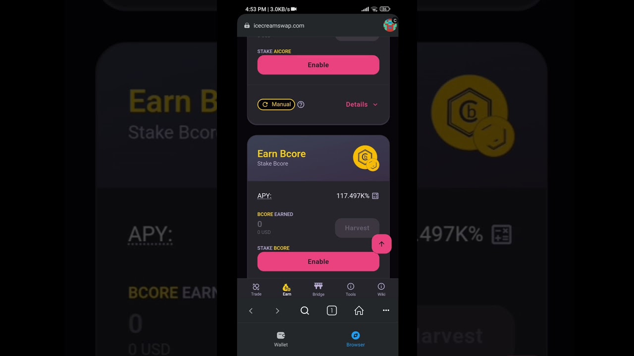 Big Core - How to Stake Bcore on IceCreamSwap DEX ?