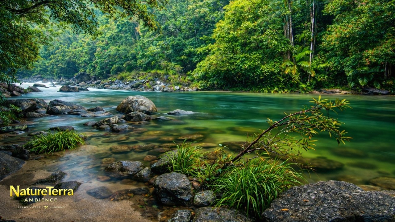 Daintree Rainforest Creek | Relaxing Forest Water Ambience ASMR | Sleep, study & relaxation | 1 Hour