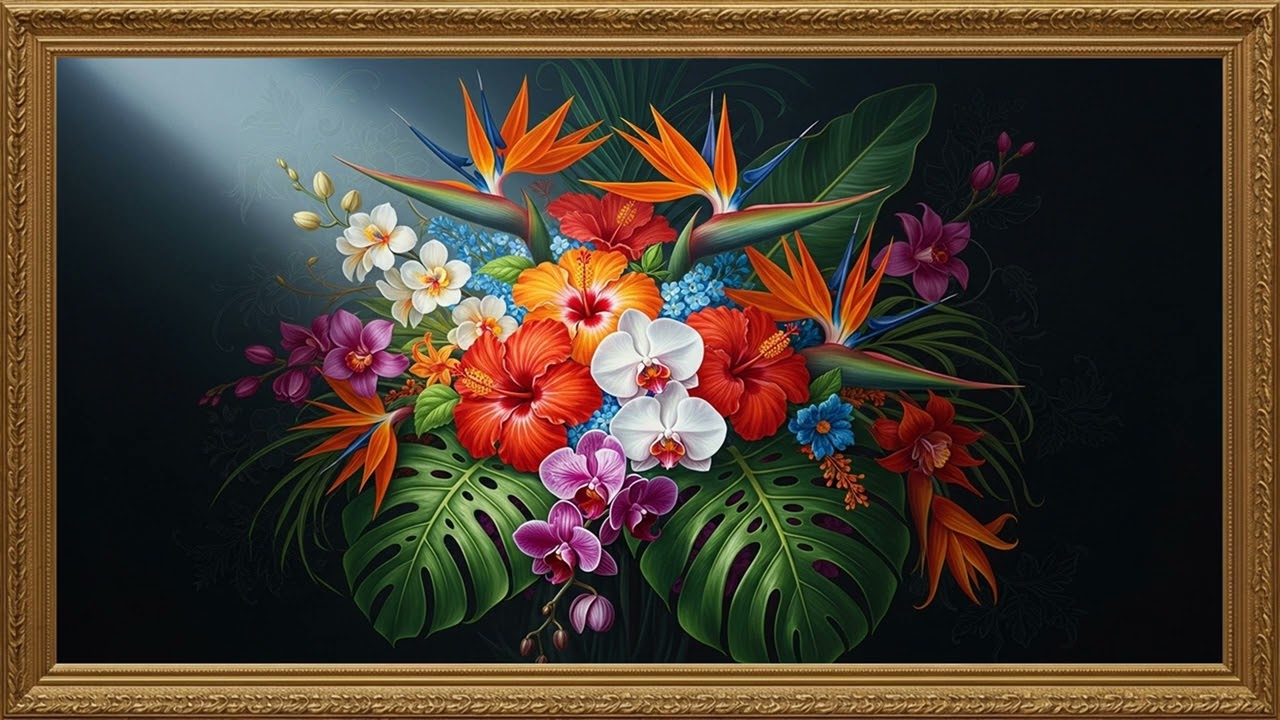 Elegant Exotic Botanical Painting | Relaxing Decorative TV Art 2H