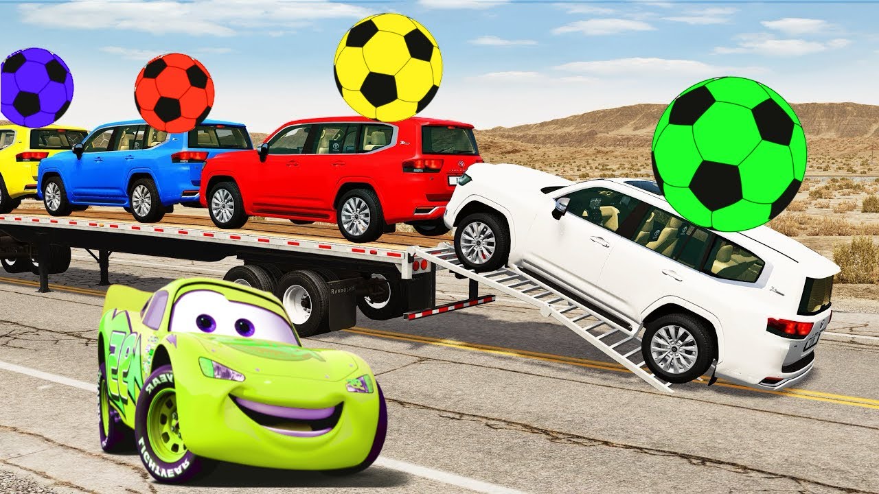 Flatbed Truck McQueen | Transportation with Truck - Pothole vs Car # | BeamNG.Drive Gameplay #1 