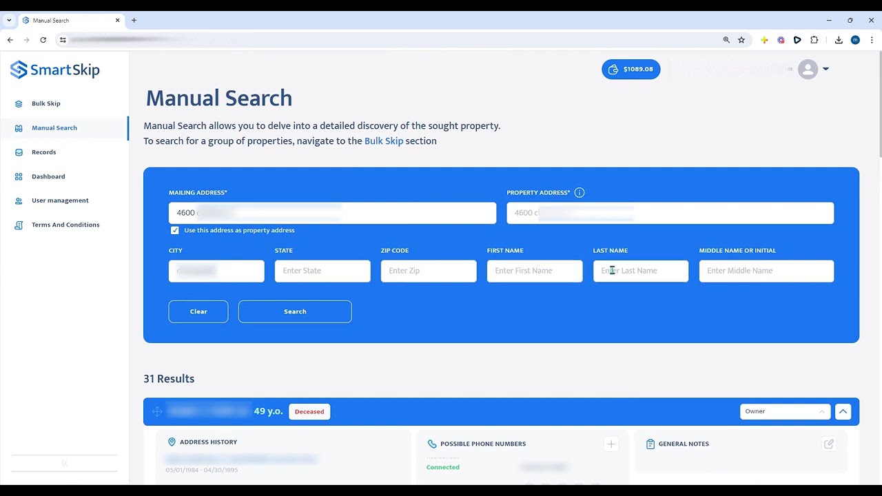 Smartskip deep search and skip trace demo