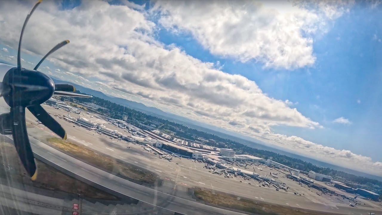 AIR CANADA DASH 8 SCENIC FLIGHT FROM SEATTLE TO VANCOUVER!! Taxi, Takeoff, Cruise, & Landing! w/ ATC