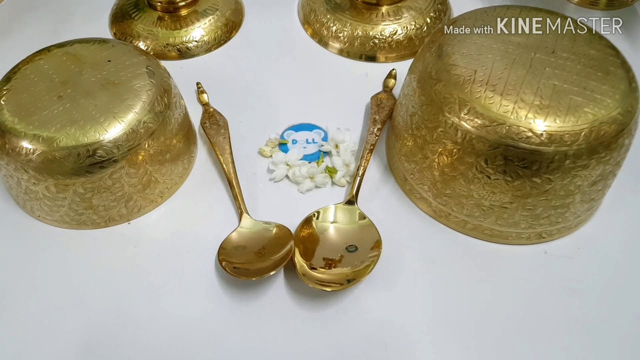 ทองเหลืองตอกลายรวมทัพพีครบชุด 3 ชิ้นขนาด 7นิ้ว