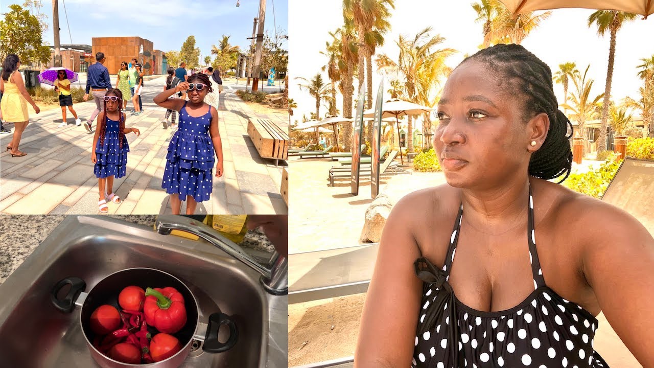 A Visit to Lar Mer Beach, Dubai | Cooking | Mini Grocery Haul | DOLAPO GREY