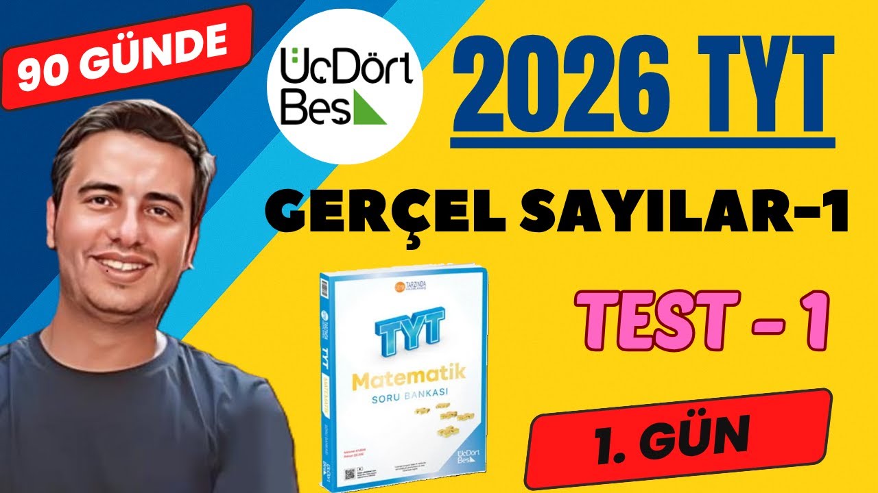 GERÇEL SAYILAR-1 | TEST-1 | 1. GÜN | 90 GÜNDE 345 TYT MATEMATİK ÇÖZÜMLERİ | 2026 #345tyt