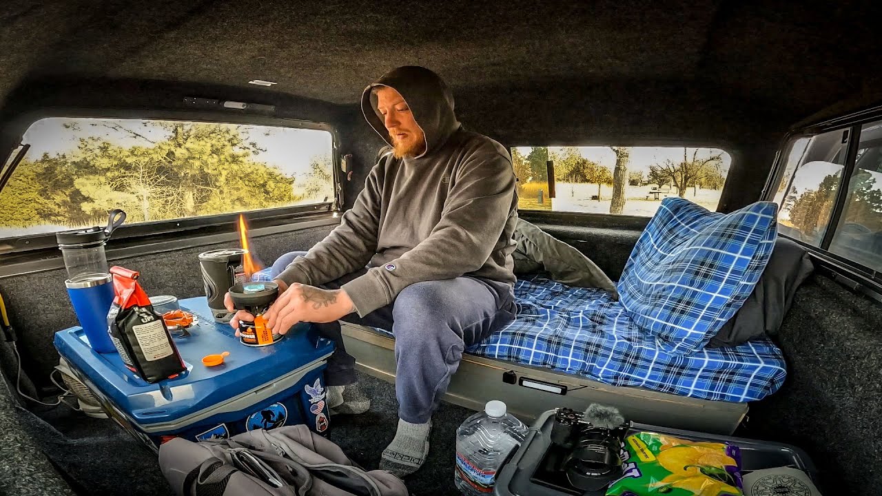 Truck Camping in Cold Weather - No Power & Locked Gates