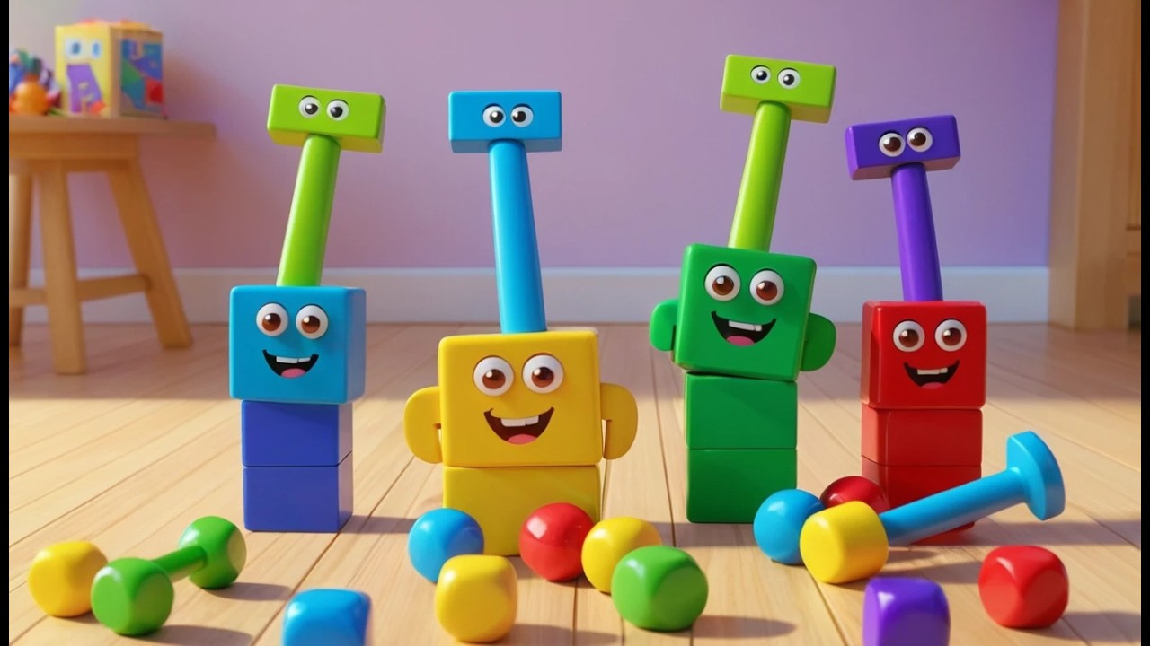 Five Little Toy Hammers Tap Tap Tap | Building & Tool Song for Kids