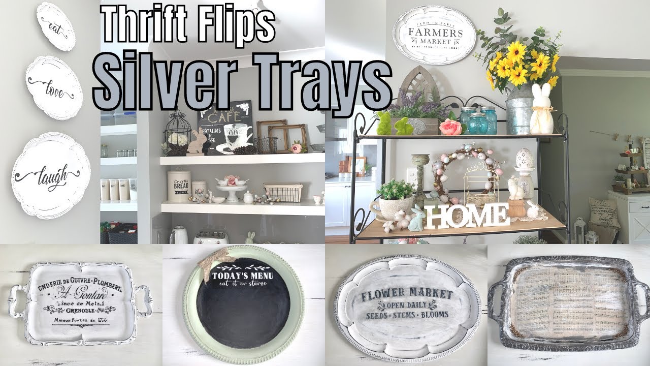 TRASH TO TREASURE THRIFT STORE FLIP | DIY UPCYCLE HOME DECOR MAKEOVERS | SILVER TRAY MAKEOVERS