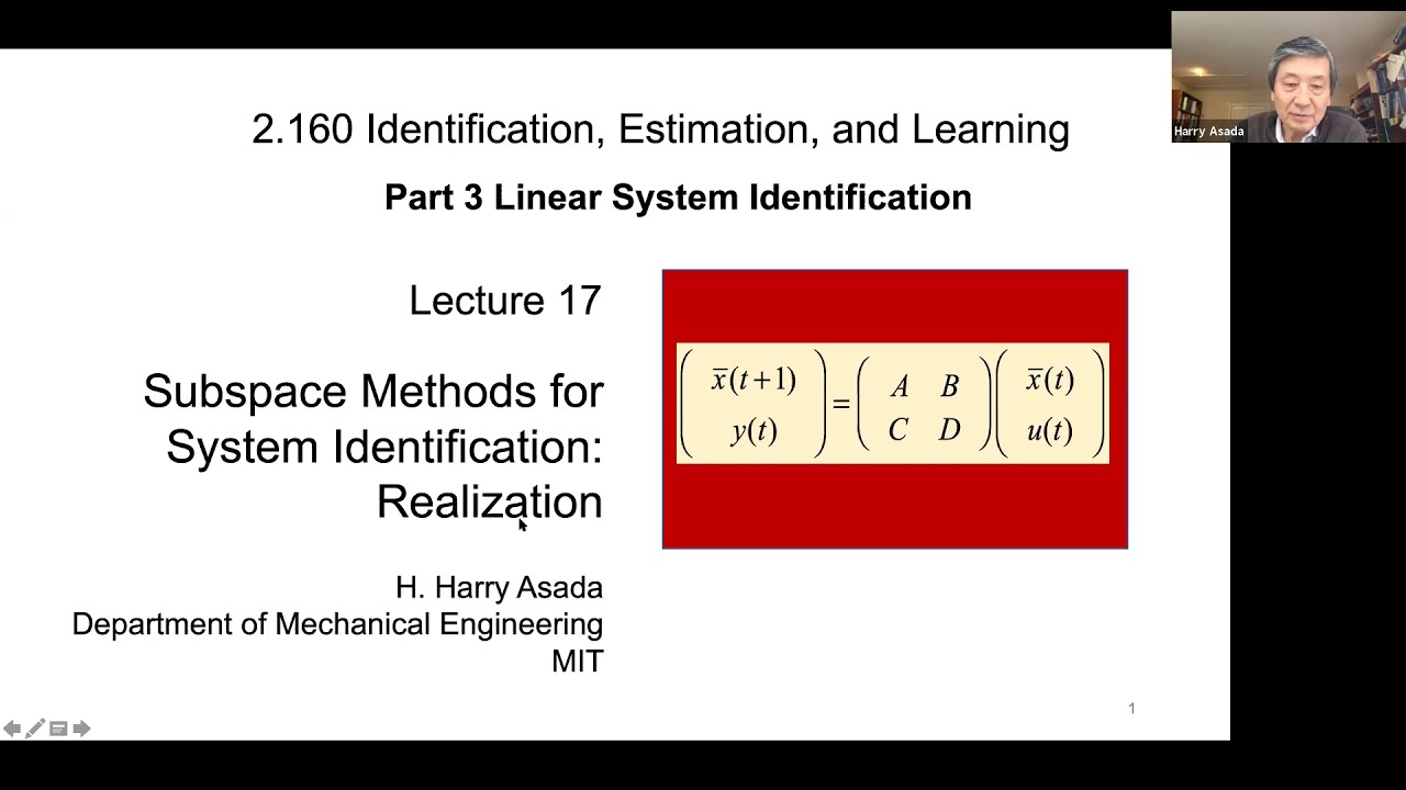 Lecture 17: Subspace Methods for System Identification