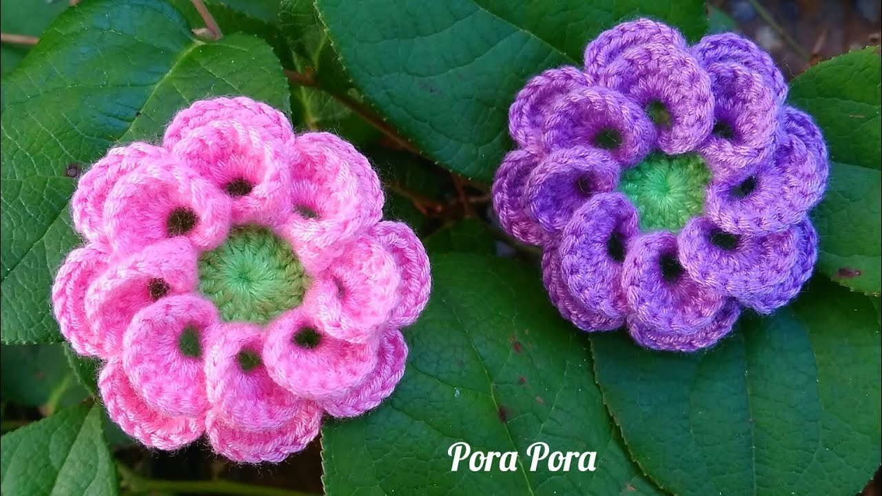 Crochet Flower I Crochet Double Layered Flower I Crochet 3D Flower