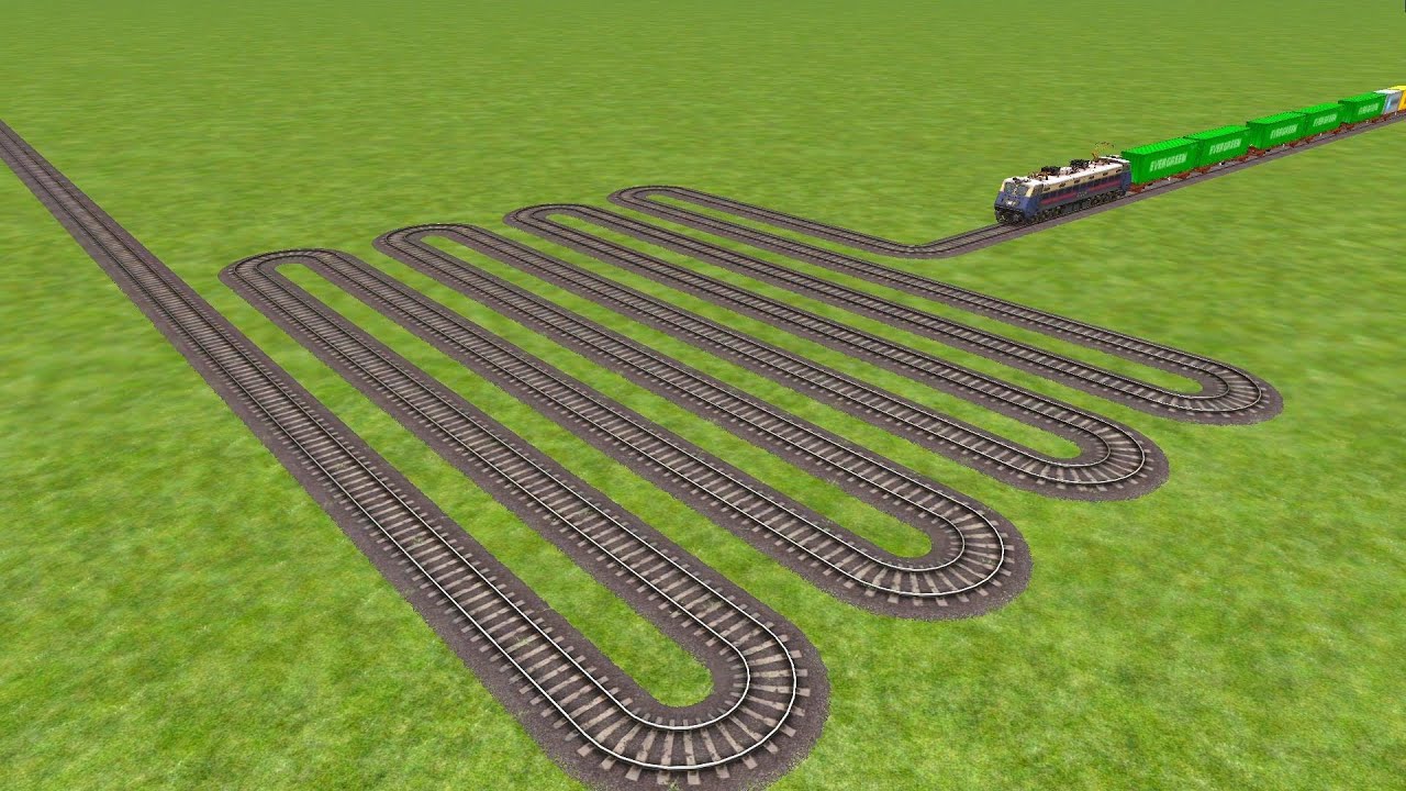 TRAIN CROSS HIGHT TRACK U TURN TRACKS ZIG ZAG CURVED BRANCHED FORKED