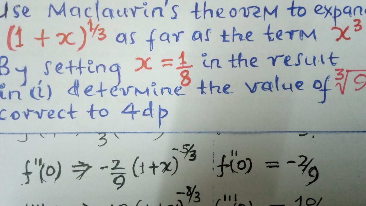 Marclaurin Expansion and setting x=1/8