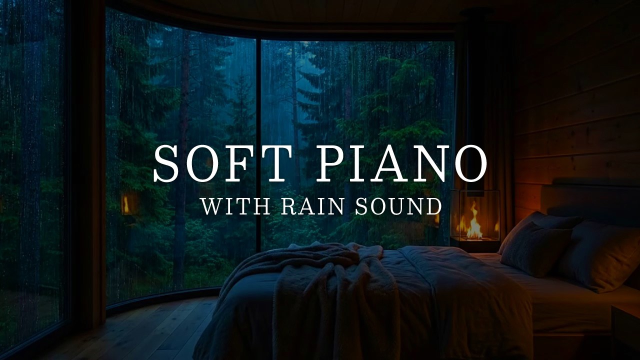Soothing Piano Music with Rainy Night - In the Warm Room Help You Relax and Sleep Soundly.