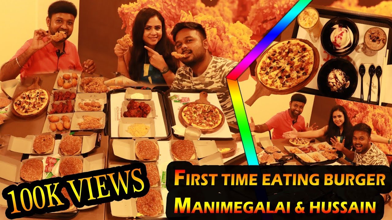First Time Eating Burger | Midnight சோறு| HussainManimegalai | Thenu views