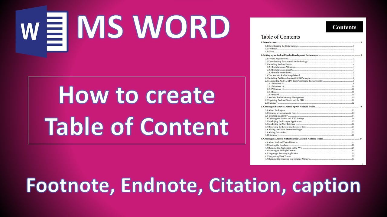 How to create table of content in MS Word | footnote | endnote |citation | caption #office365 #word