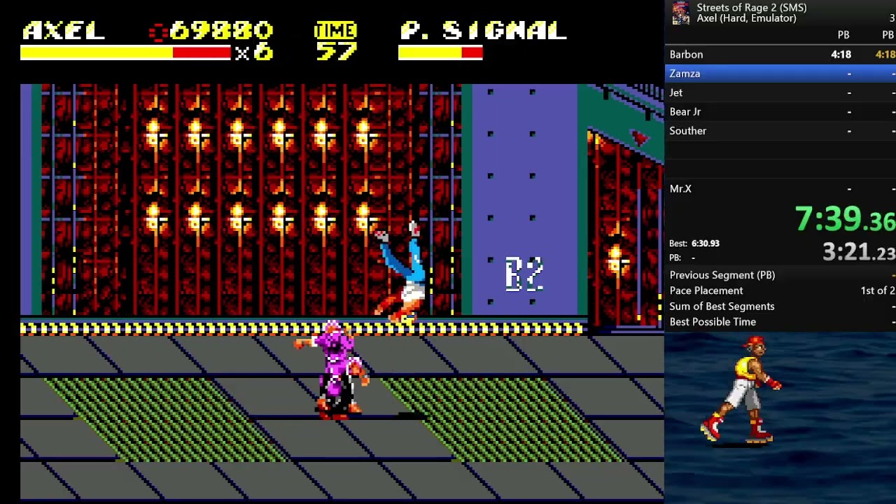 Streets of Rage 2 Hard Axel Speedrun SMS 41:09