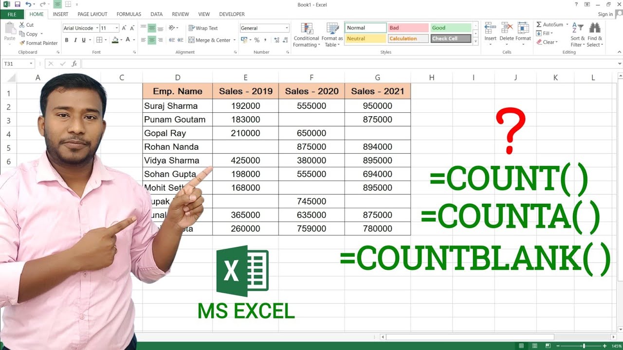 MS Excel - COUNT, COUNTA, COUNTBLANK Function | Use of COUNT, COUNTA, COUNTBLANK in Microsoft Excel