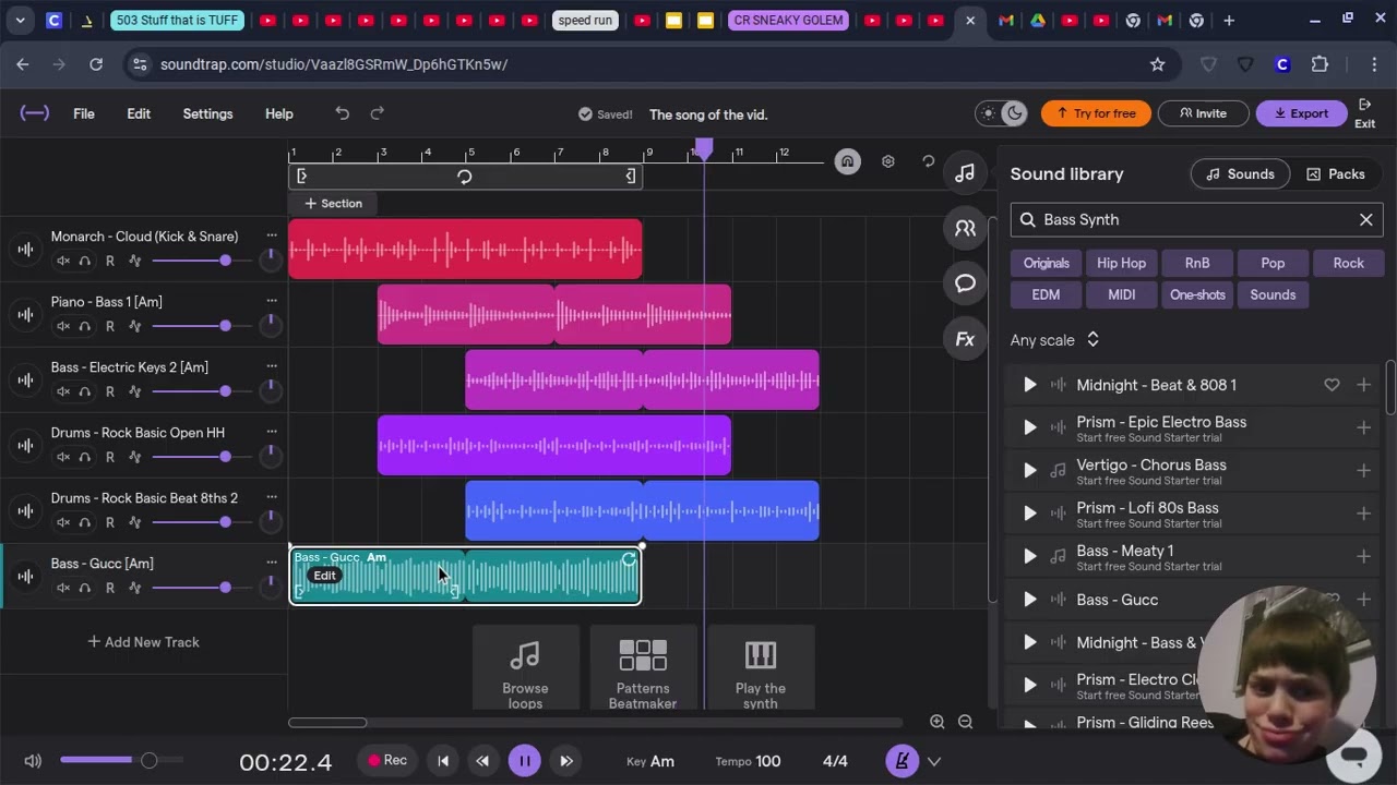 Leitin plays soundtrap.