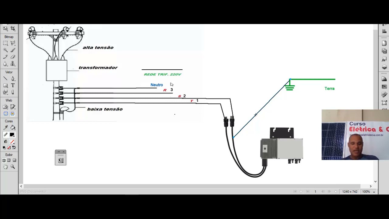 Micro inversor monofásico em rede trifásica,exemplo na prático