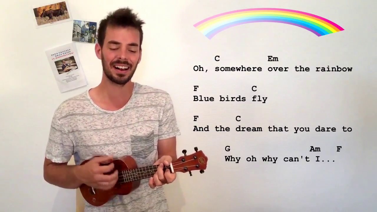 'Somewhere Over the Rainbow' Play-Along easy w/ chords & lyrics - Iz version