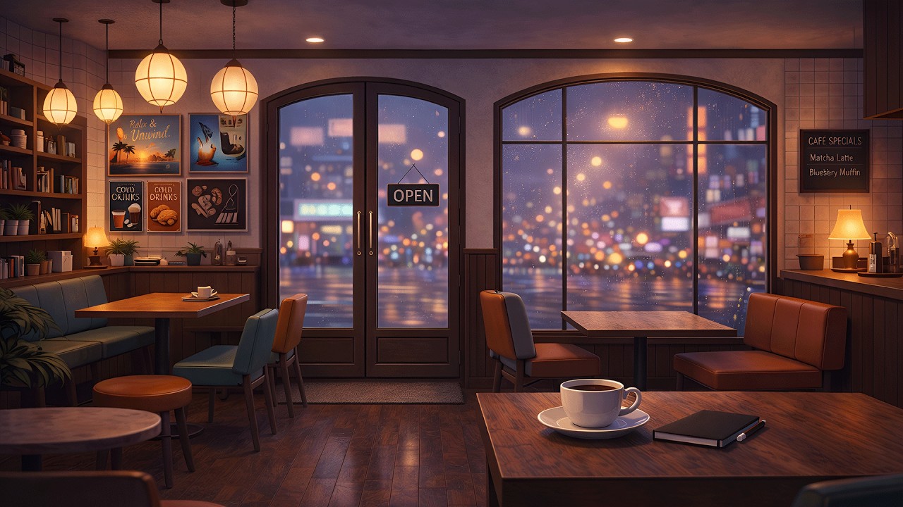 Soft Rain, Warm Coffee ☕ | Cozy Cafe Lo-fi with City View
