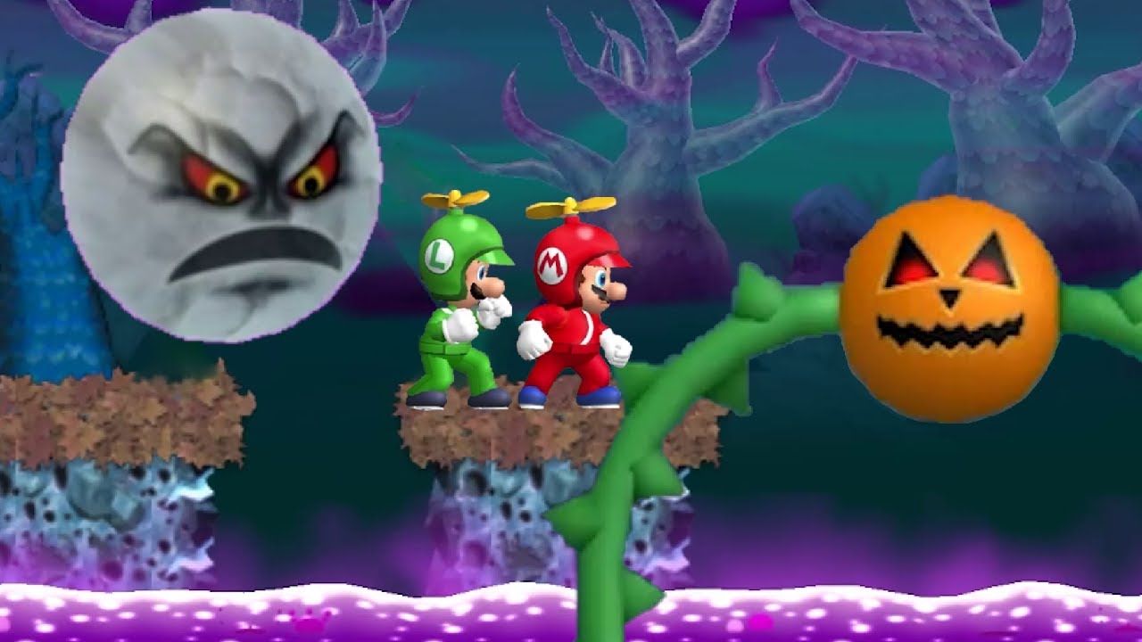 Newer Super Mario Bros Wii 100% Walkthrough - World 6 - Pumpkin Boneyard (4K HD)