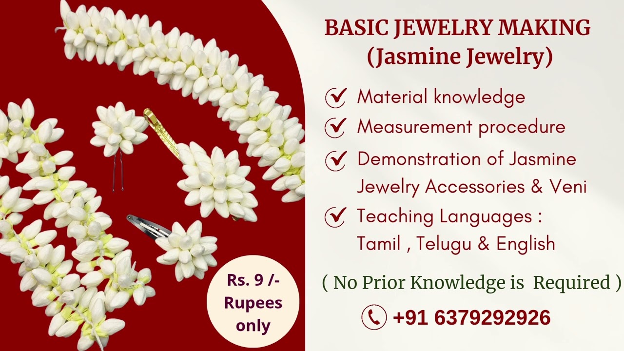 Jasmine Jewelry Making | Handmade Jewelry | www.gayathrism.com | +91 6379292926