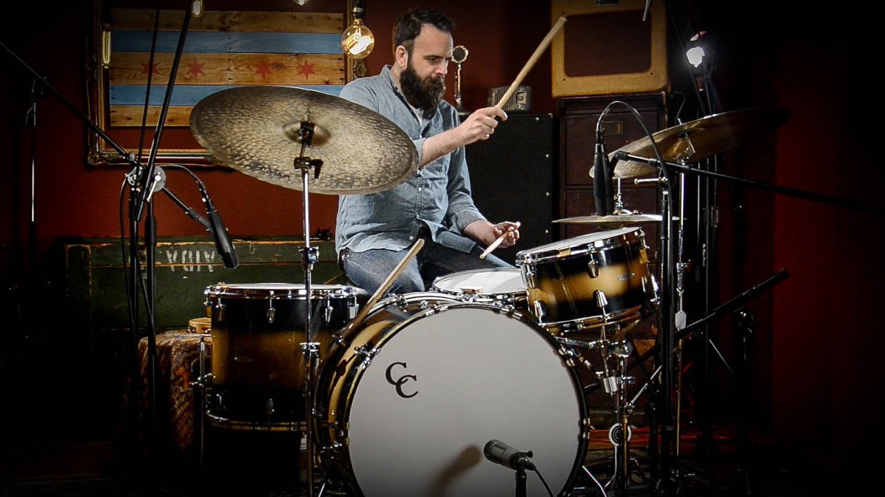 Graham Hopkins C&C Maple/Gum High-Gloss Black & Gold Duco 3pc Drum Kit | Chicago Drum Exchange