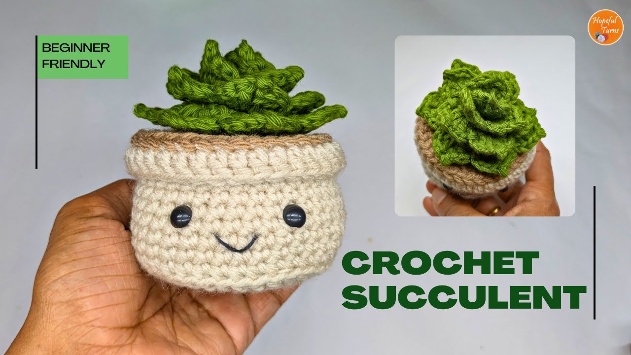 How to Crochet a Mini Succulent Pot Plant | Crochet tutorial for Beginners | Easy Crochet Gift Ideas