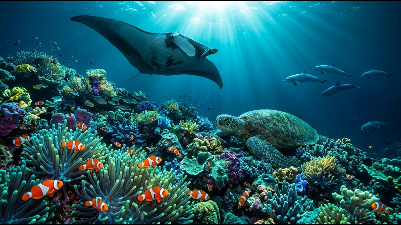 Relaxing Underwater Journey in the Deep Ocean: Symphony of the Blue Reef (4K) | ASMR Nature Sounds