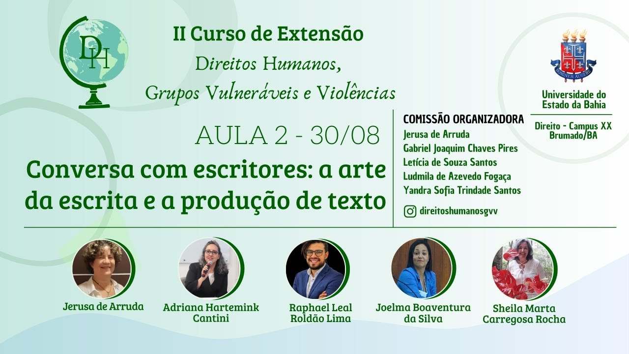 AULA 2. CONVERSA COM ESCRITORES: A ARTE DA ESCRITA E A PRODU&Ccedil;&Atilde;O DE TEXTO