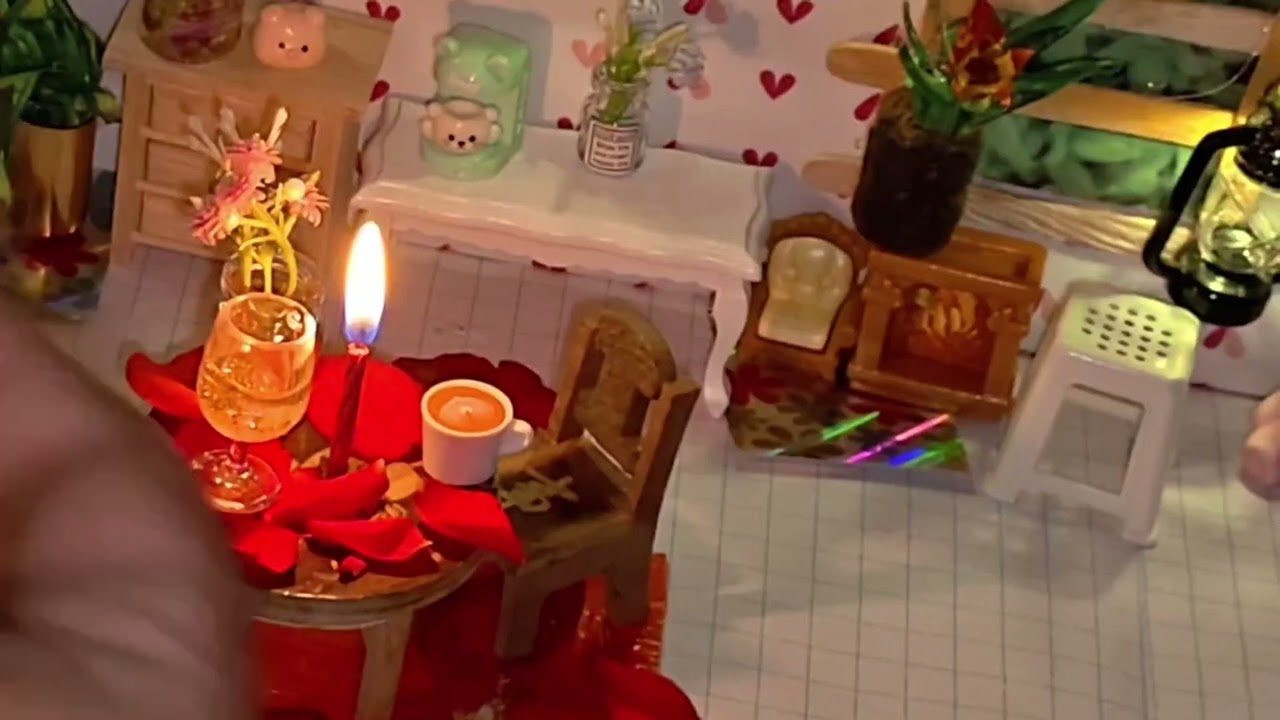 Candle night dinner 🍓🍓💐💐🎂🎂#coffee #miniature#miniature 