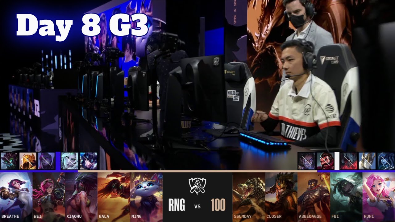 RNG vs 100 | Day 8 LoL Worlds 2022 Main Group Stage | Royal Never Give Up vs 100 Thieves - full game