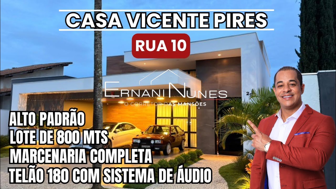 MANSÃO RUA 10 VICENTE PIRES TELAO 180” 4 SUÍTES LOTE 800 MT MARCENARIA COMPLETA 