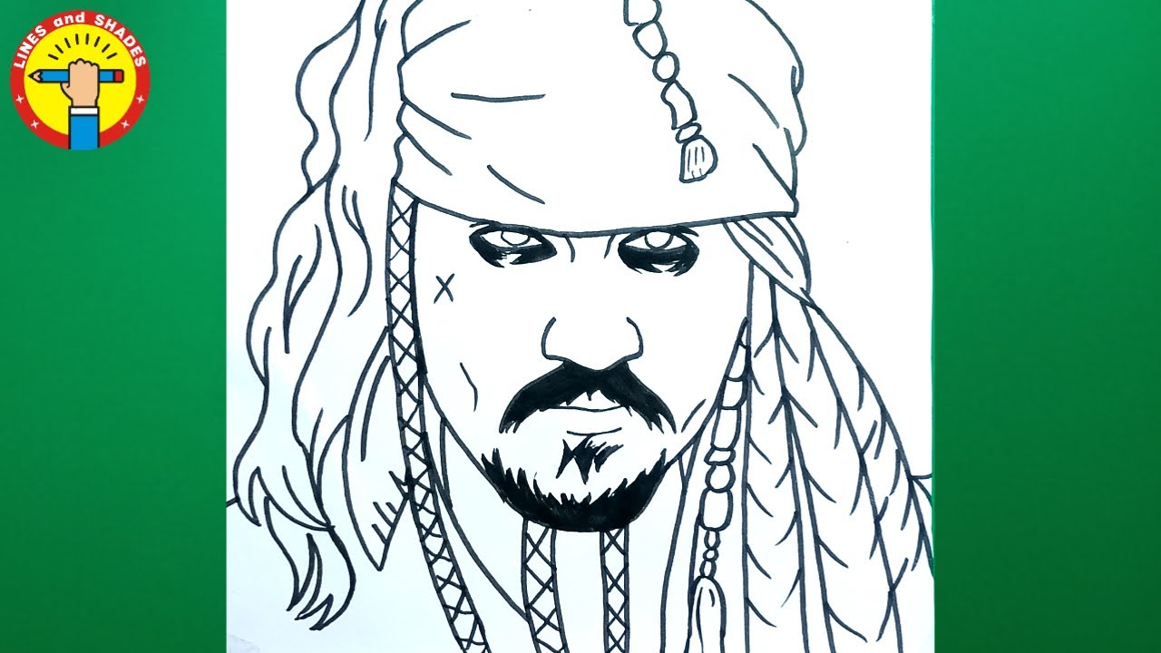 How to draw Captain Jack Sparrow (Johnny Depp) - Step by Step | Easy drawing tutorial