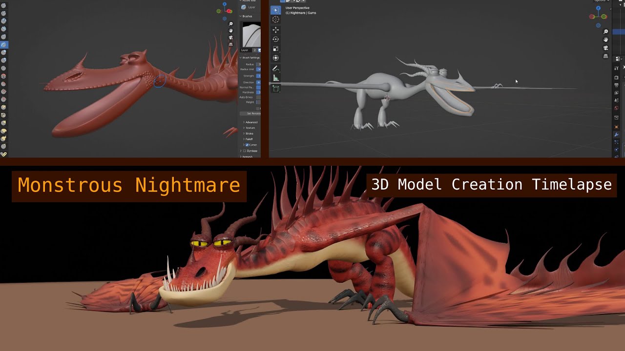 Monstrous Nightmare | Blender 3D Modeling Timelapse