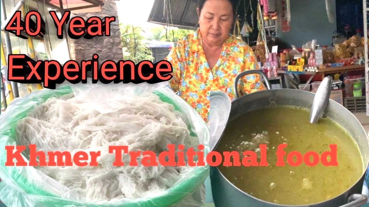 How to process soup Cambodian traditional food, Nhom Banh Jok(Khmer Noodle).