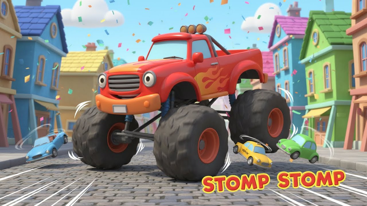 Canción del Monster Truck con números del 1 🚚🔢 | Canción divertida para niños para cantar y aprender
