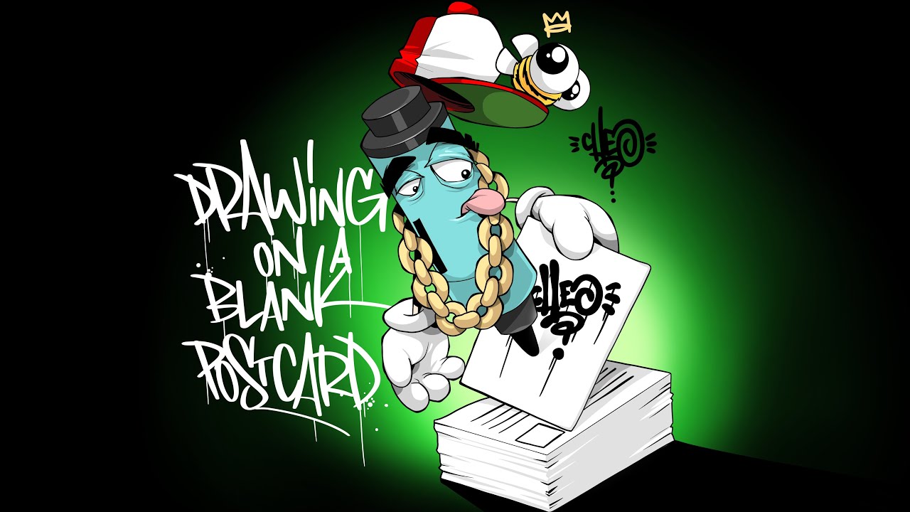 Drawing on a blank postcard. Timlapse.