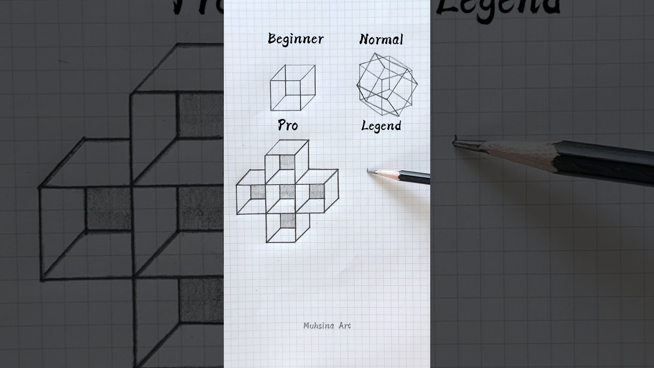 How to draw 3d cube🤔😱 #shorts #craft #art #drawing #crafts #satisfying