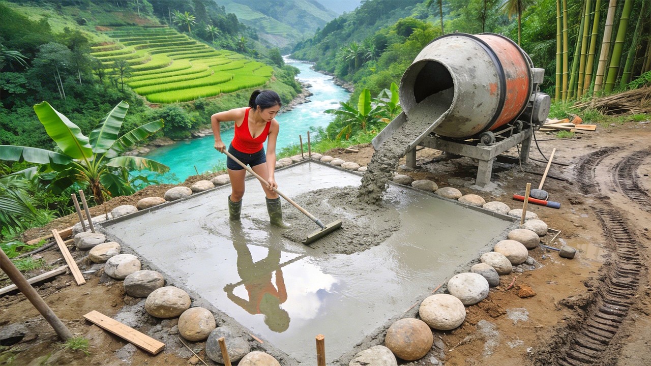 TIMELAPSE -- Young Woman Sells Her Old House for $100,000 and Builds a Stunning Riverside Home