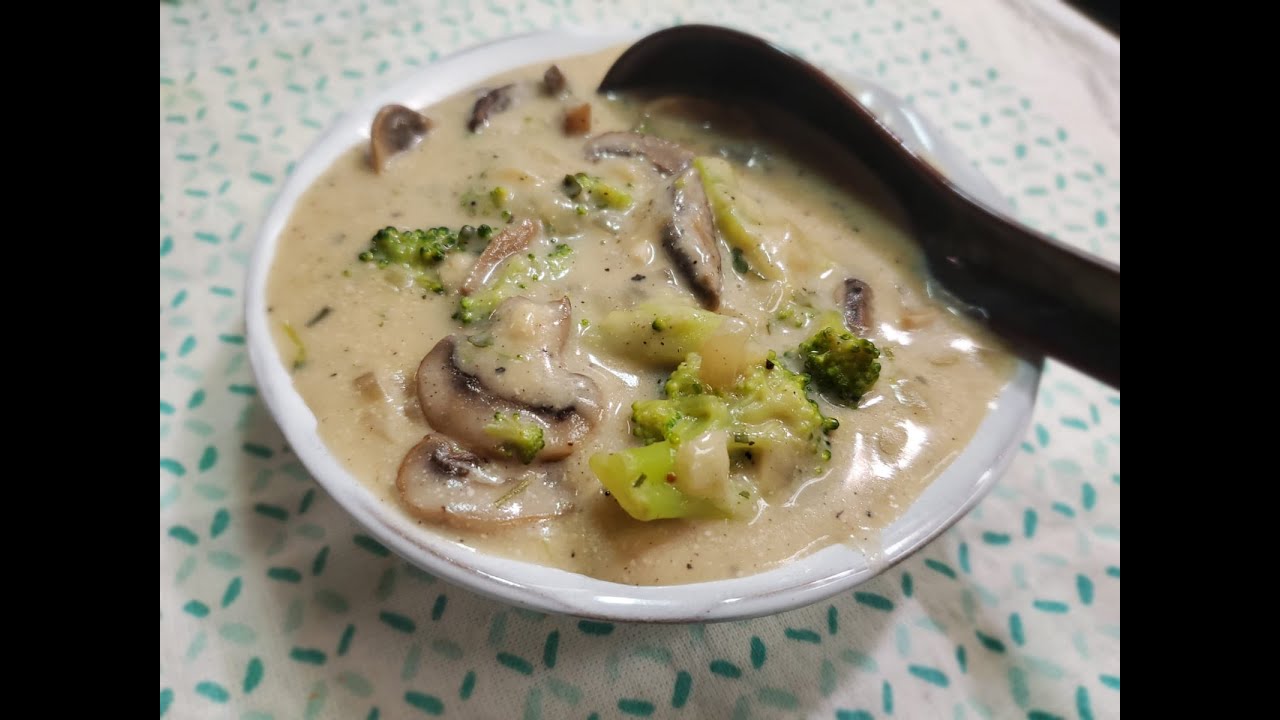 #Creamy Mushroom Broccoli Soup #Restaurant Style Mushroom Broccoli Creamy Soup #Veg Soup