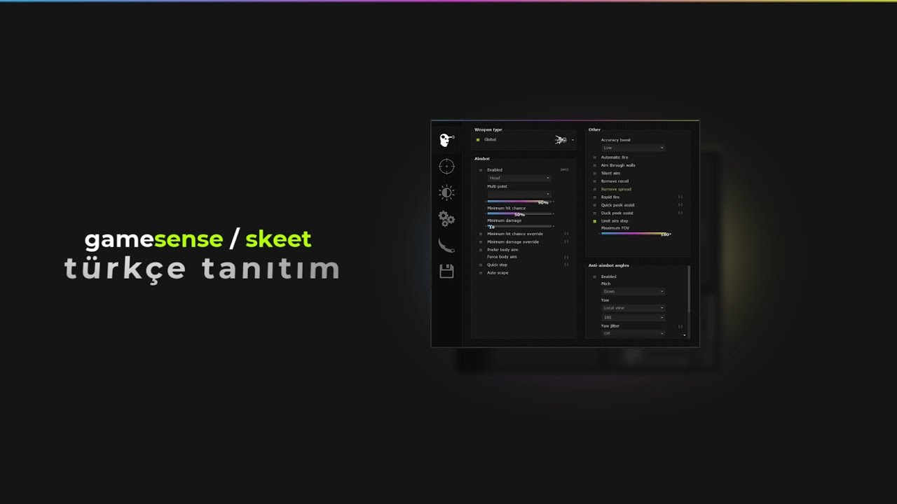 gamesense.pub / skeet.cc türkçe tanıtım (showcase)