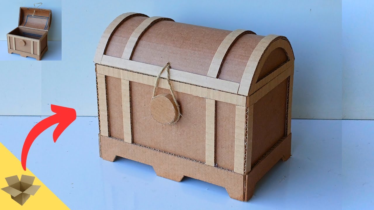 Fiz esse BAÚ Usando PAPELÃO | Baú de Papelão
