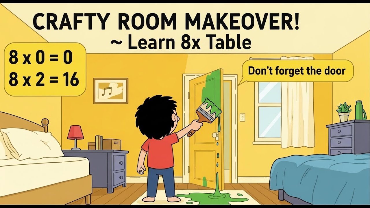 A Crafty Room Decoration Party! 🎨 Learn the 8 Times Table | Fun Multiplication Math Song for Kids