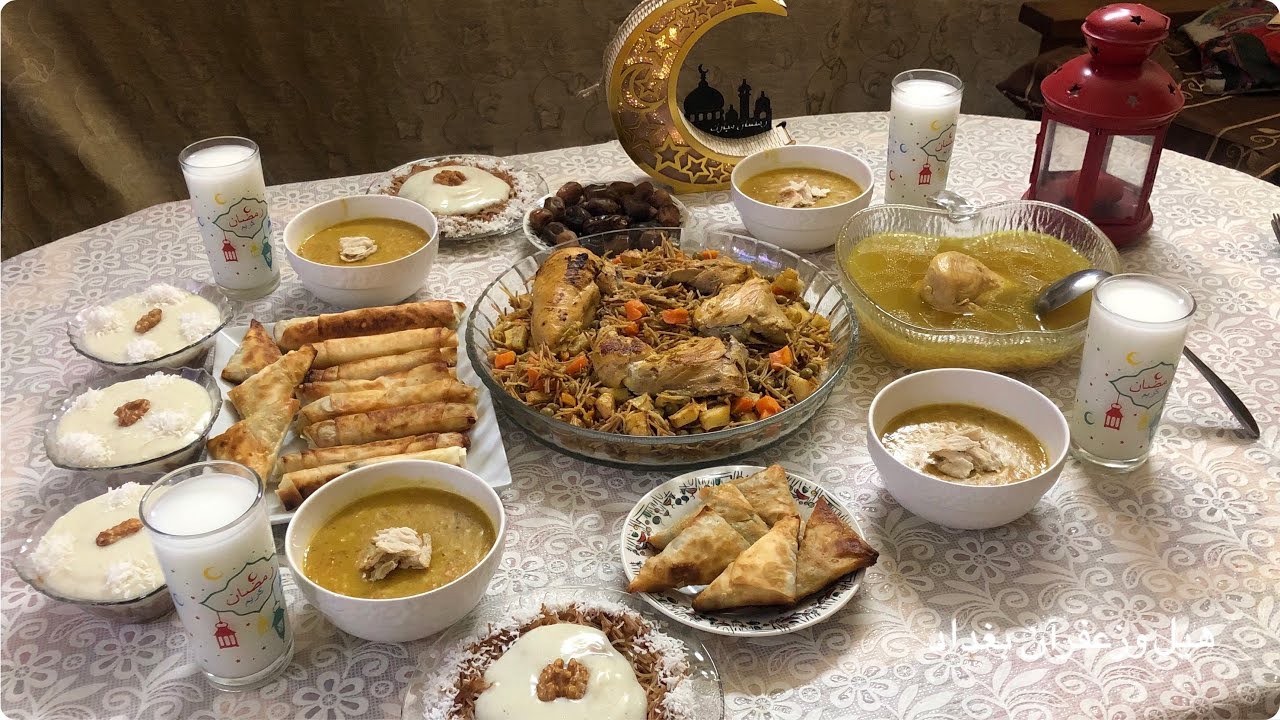 فطور اول يوم رمضان برياني مع الدجاج المقلي وحلا الشعرية بالمحلبي وشوربة العدس على طريقتي🌙