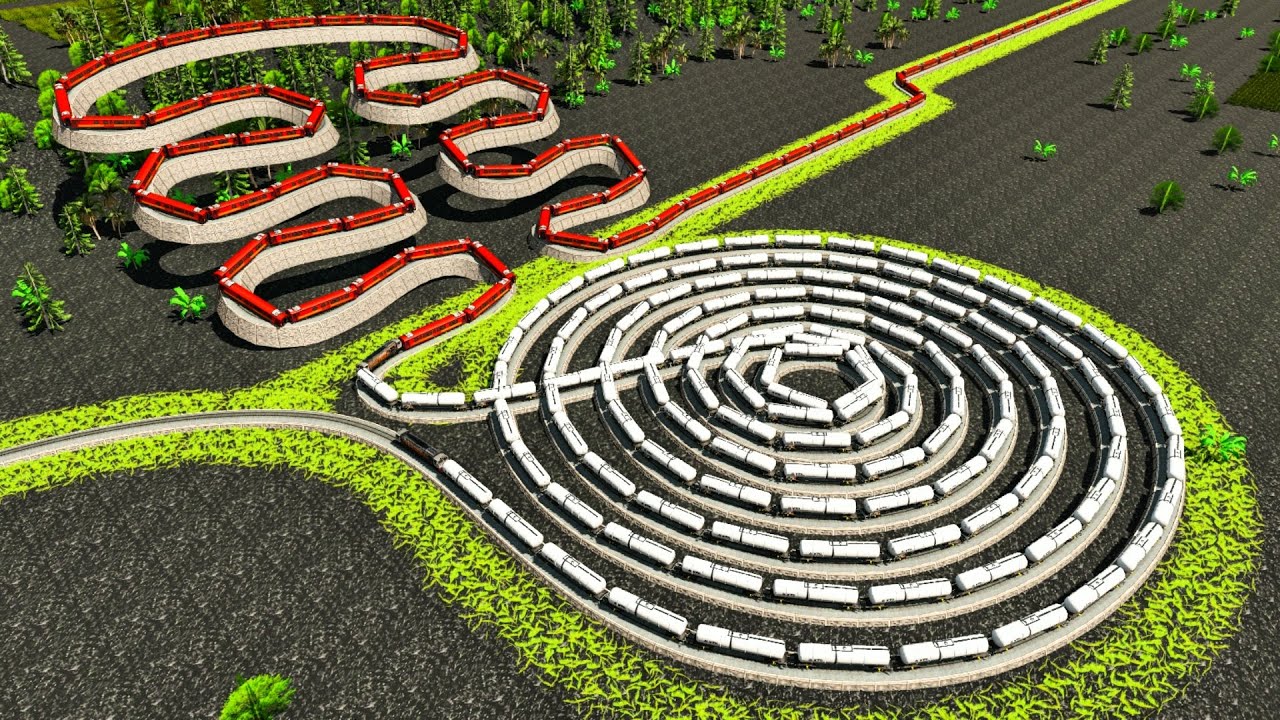 Perlintasan Rel Kereta Api Paling Ekstrim🚦Rel Kereta Api Spiral dan Rel Melayang Banyak Tikungan🚂